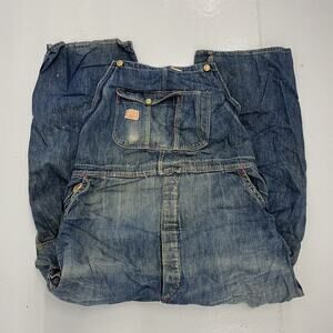 Vintage 50s Big Ben Blue Denim Distressed Overalls 42x28